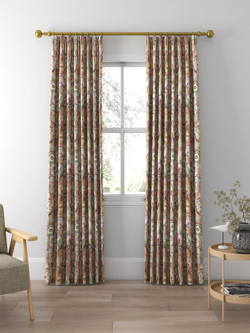 Voyage Langdale floral curtain or blind, Russet (British brand)