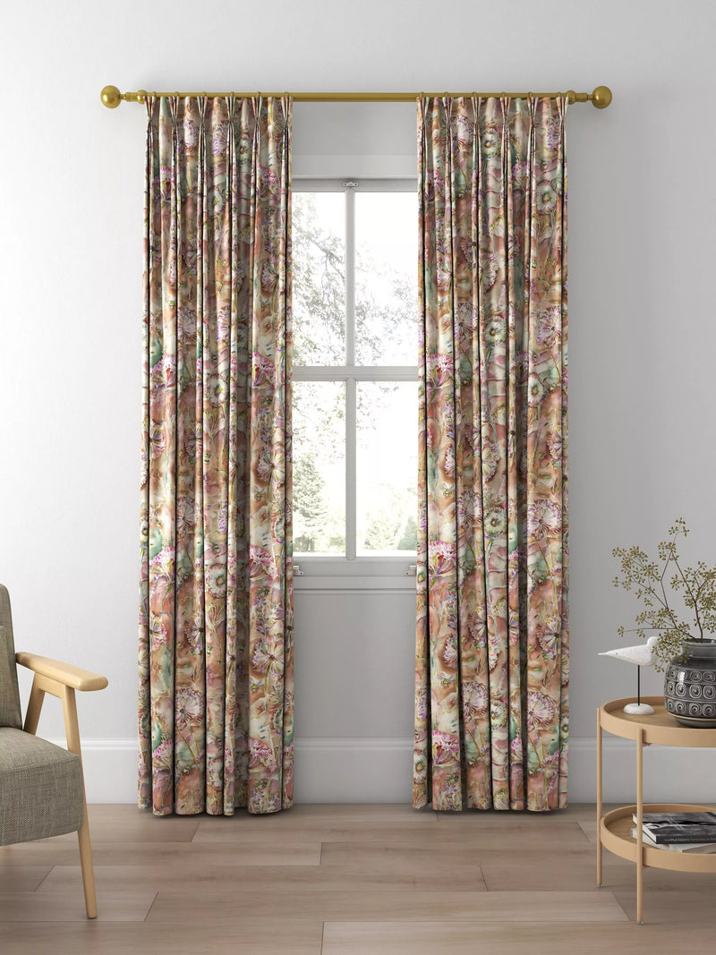 Voyage Langdale floral curtain or blind, Russet (British brand)