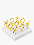 Jonathan Adler tic-tac-toe set marble base brass pieces, imported from the UK