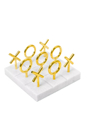 Jonathan Adler tic-tac-toe set marble base brass pieces, imported from the UK