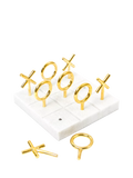 Jonathan Adler tic-tac-toe set marble base brass pieces, imported from the UK