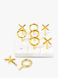 Jonathan Adler tic-tac-toe set marble base brass pieces, imported from the UK