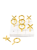 Jonathan Adler tic-tac-toe set marble base brass pieces, imported from the UK