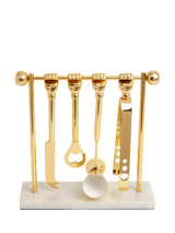 John Lewis Jonathan Adler Barbell Barware Set with Marble Base, Brass- Buy online at McGrocer