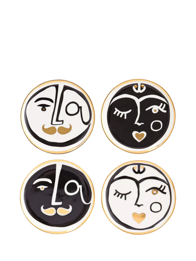 John Lewis Jonathan Adler Marseilles Porcelain Coasters Set of 4 Black Gold 16cm- Buy online at McGrocer