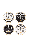 Jonathan Adler porcelain coasters set of 4 black gold, imported from the UK