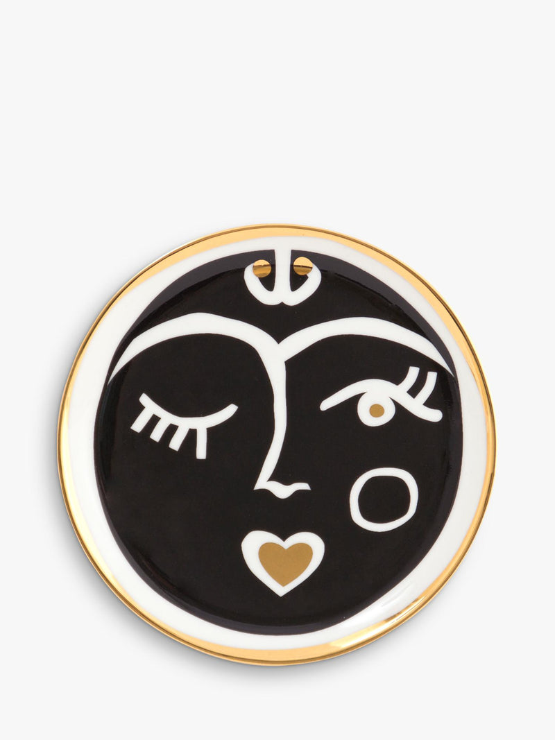 Jonathan Adler porcelain coasters set of 4 black gold, imported from the UK