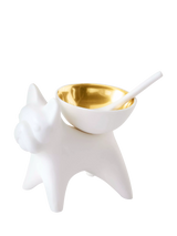 John Lewis Jonathan Adler French Bulldog Porcelain Salt & Pepper Cellar, Gold/White- Buy online at McGrocer