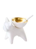 Jonathan Adler French Bulldog salt cellar gold white porcelain - UK version