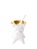 Jonathan Adler French Bulldog salt cellar gold white porcelain - UK version