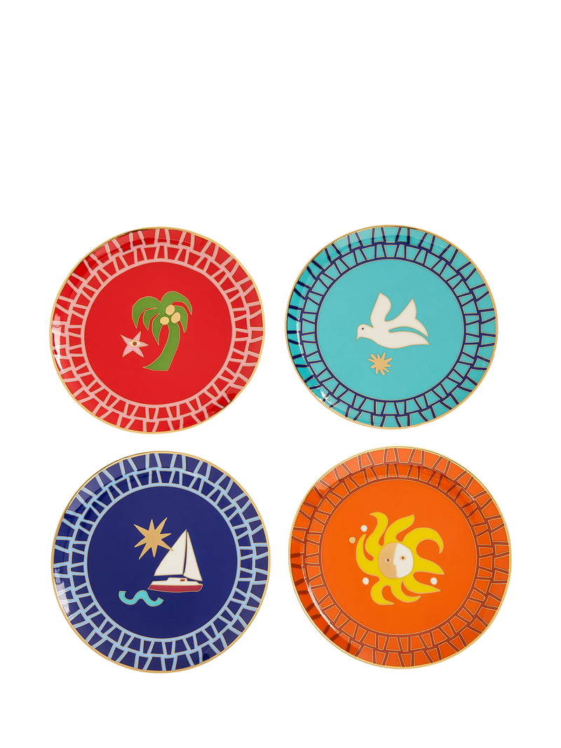Jonathan Adler Playa small porcelain side plates set of 4, UK version