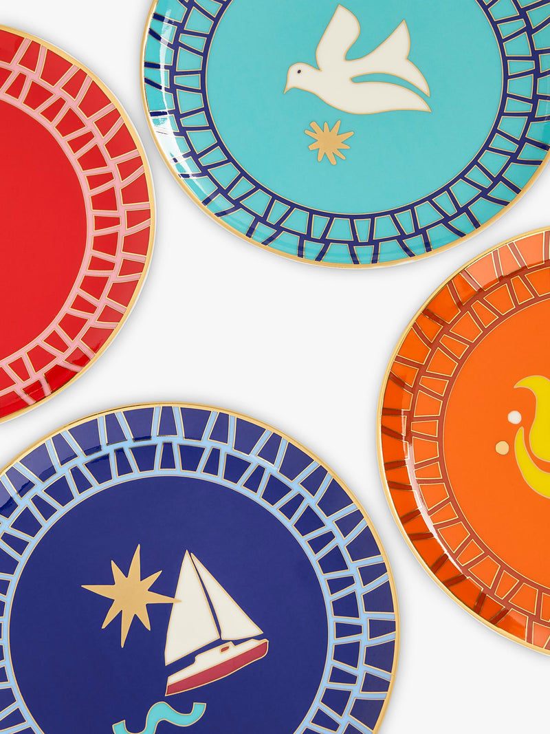 Jonathan Adler Playa small porcelain side plates set of 4, UK version