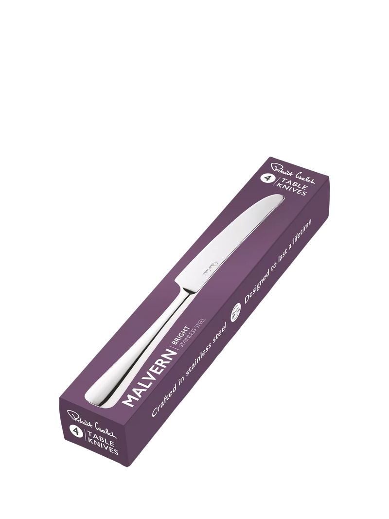 Robert Welch Malvern Bright stainless steel table knives set of 4 - British product