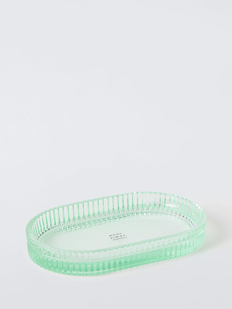 John Lewis fluted glass bathroom tray willow - British product