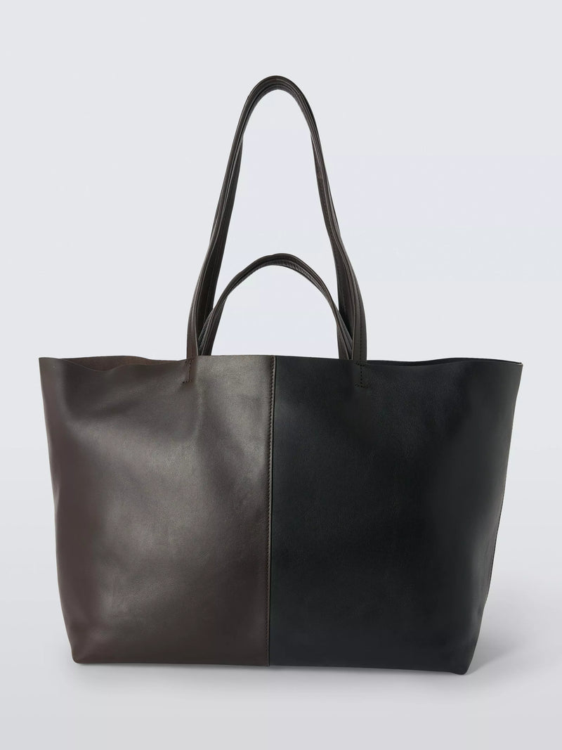 John Lewis leather tote bag chocolate black - British product