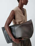 John Lewis leather tote bag chocolate black - British product