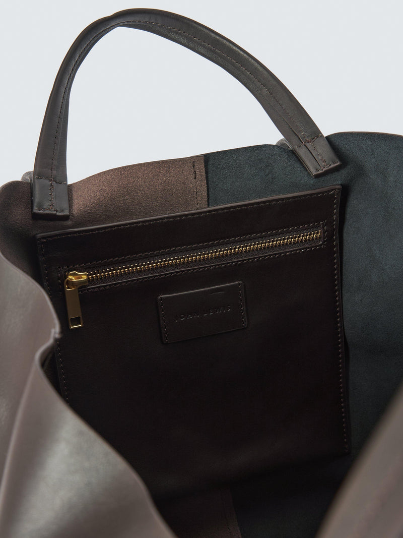 John Lewis leather tote bag chocolate black - British product