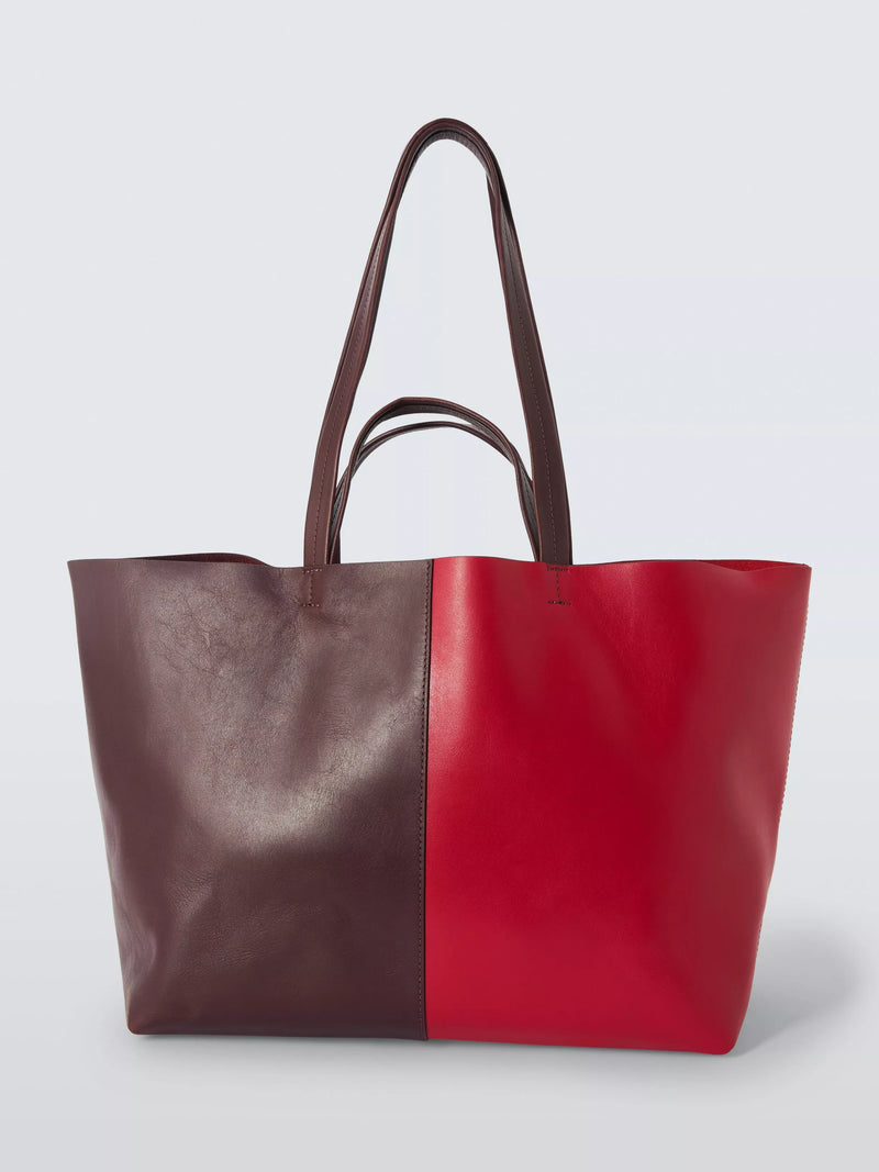 John Lewis tote bag red burgundy leather, UK version