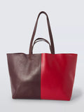 John Lewis tote bag red burgundy leather, UK version