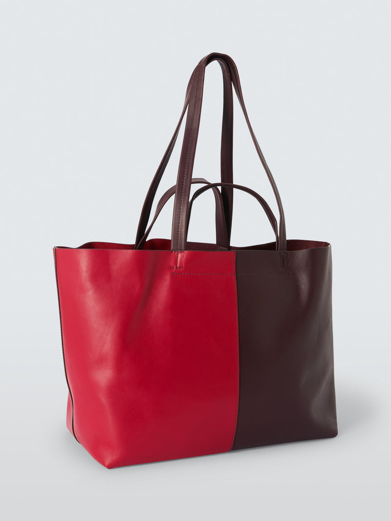John Lewis tote bag red burgundy leather, UK version