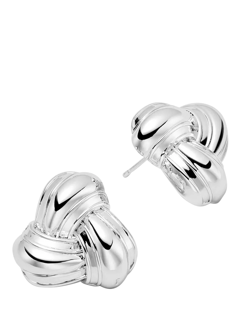 Daisy London mini knot stud earrings in silver (British brand)