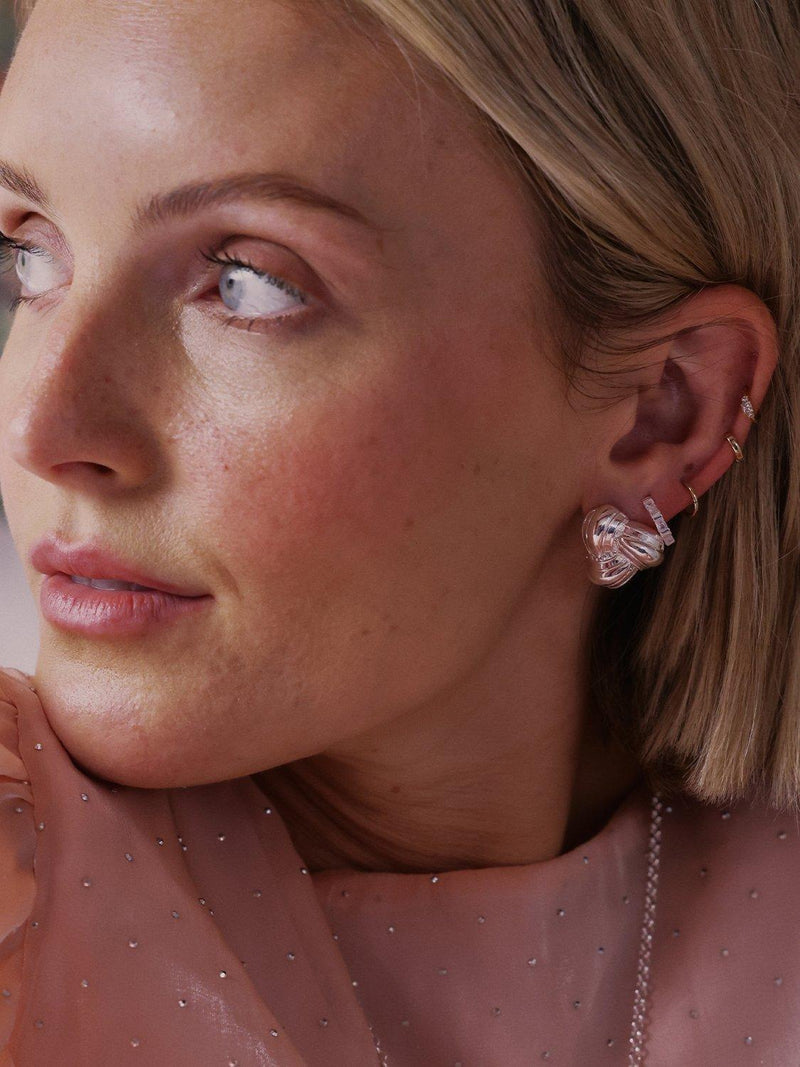 Daisy London mini knot stud earrings in silver (British brand)