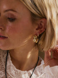 Daisy London triple ridge crystal hoop earrings in gold plating - British product