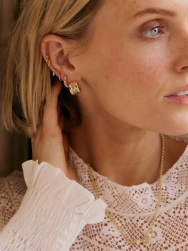 Daisy London mini hoop earrings gold with crystal accents, UK version