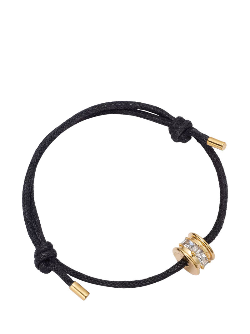 Daisy London crystal bead bracelet black cord gold, UK version
