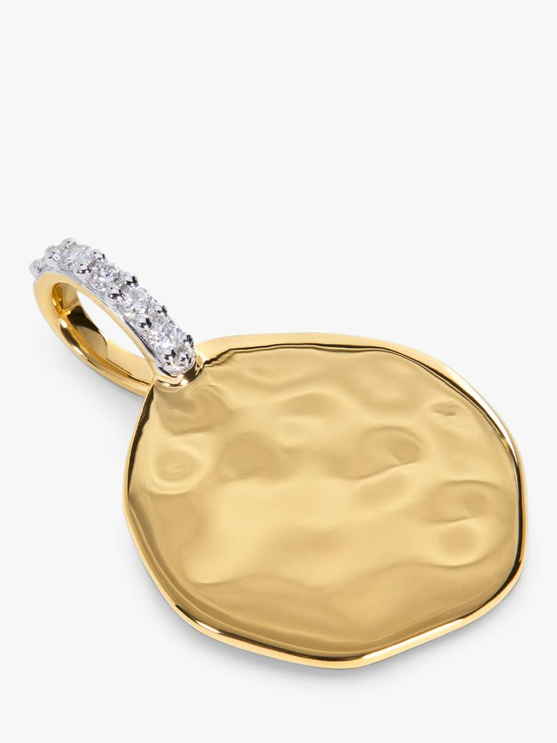 Monica Vinader lab-grown diamond coin pendant in gold, imported from the UK