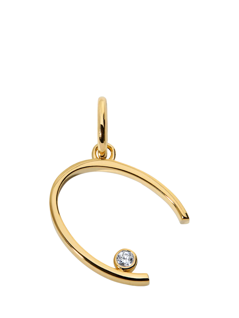 Monica Vinader Solitaire Lab Grown Diamond Initial Pendant, Gold/C