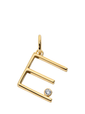 Monica Vinader Solitaire Lab Grown Diamond Initial Pendant, Gold/E