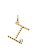 Monica Vinader Solitaire Lab Grown Diamond Initial Pendant, Gold/I