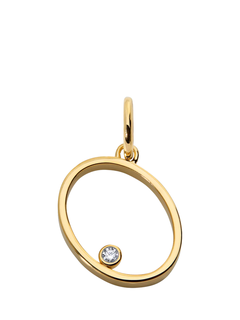 Monica Vinader Solitaire Lab Grown Diamond Initial Pendant, Gold/O