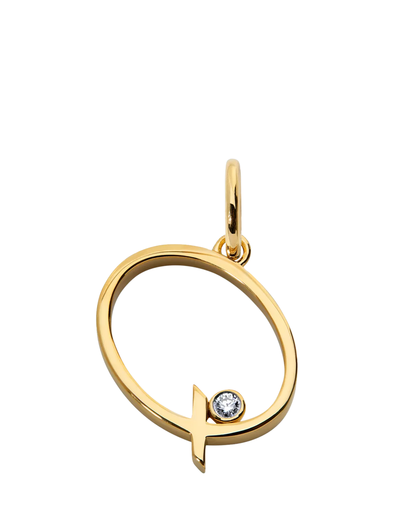 Monica Vinader Solitaire Lab Grown Diamond Initial Pendant, Gold/Q