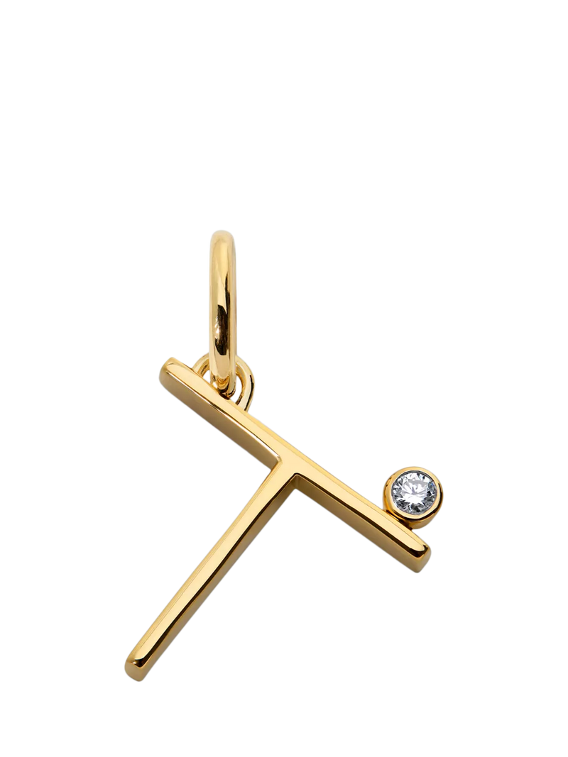 Monica Vinader Solitaire Lab Grown Diamond Initial Pendant, Gold/T