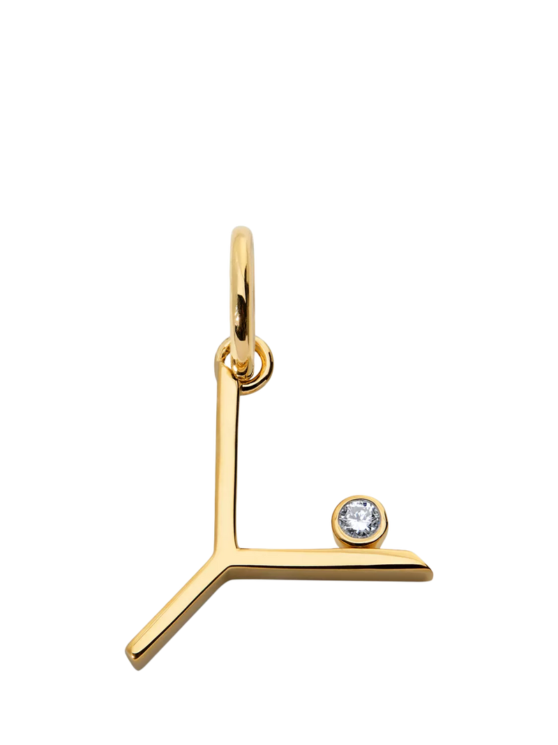 Monica Vinader Solitaire Lab Grown Diamond Initial Pendant, Gold/Y
