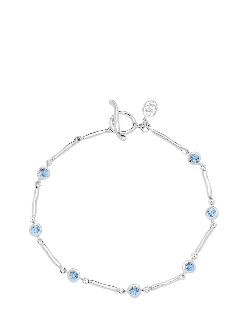 Dower & Hall sterling silver aquamarine bracelet 18.5cm (British brand)