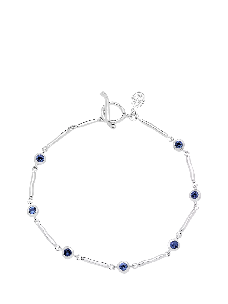 Dower & Hall sterling silver sapphire bracelet 18.5cm, imported from the UK