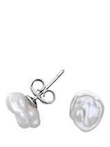 John Lewis Dower & Hall Timeless Pearl Keshi Stud Earrings Silver- Buy online at McGrocer