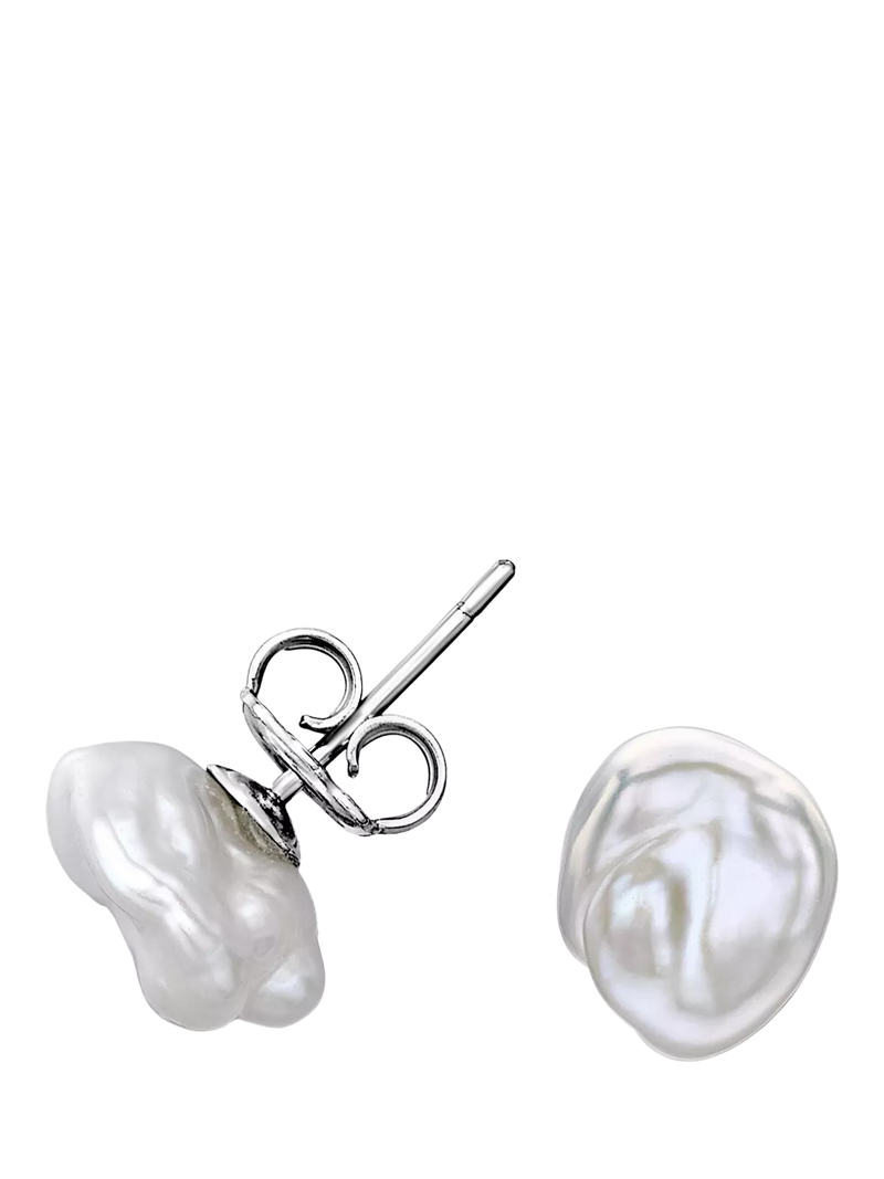 Dower & Hall keshi pearl stud earrings in silver (British brand)