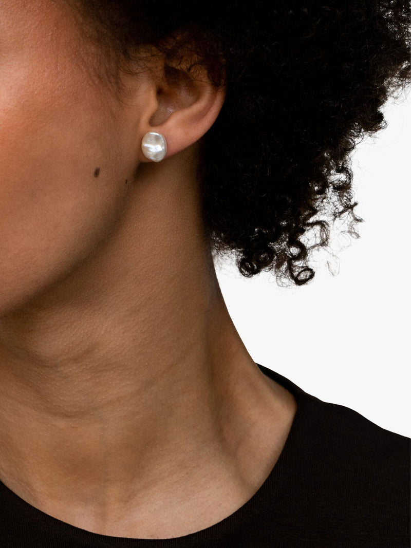 Dower & Hall keshi pearl stud earrings in silver (British brand)