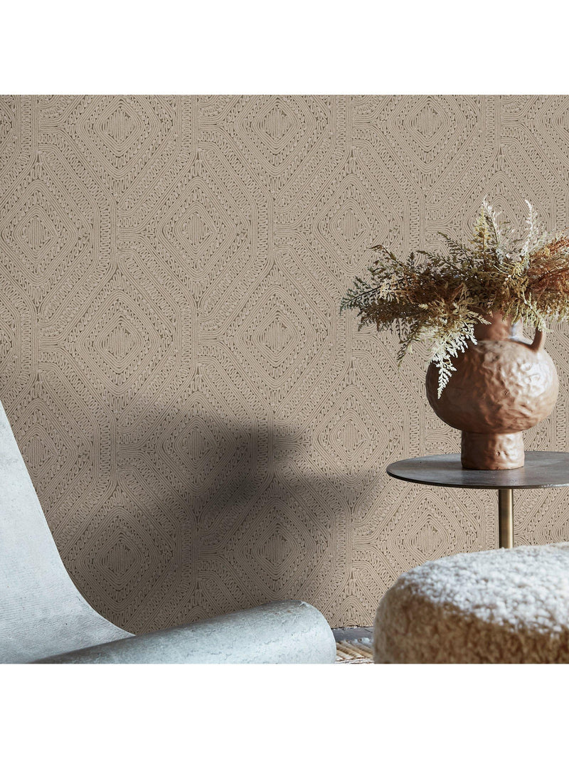 Abigail Ahern Artisan Weave Wallpaper Fawn, imported from the UK