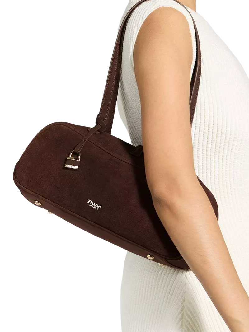 Dune London suede bowling handbag in brown (British brand)