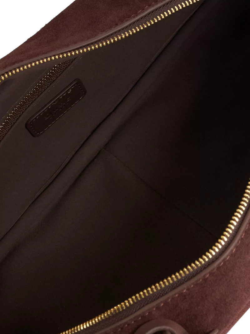 Dune London suede bowling handbag in brown (British brand)