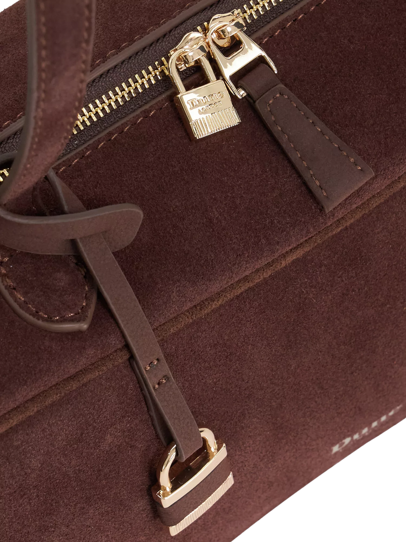 Dune London suede bowling handbag in brown (British brand)