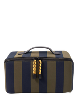 John Lewis Caroline Gardner Striped Wash Bag Charcoal/Navy- Buy online at McGrocer