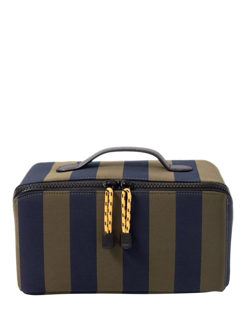 Caroline Gardner striped wash bag charcoal navy - British product