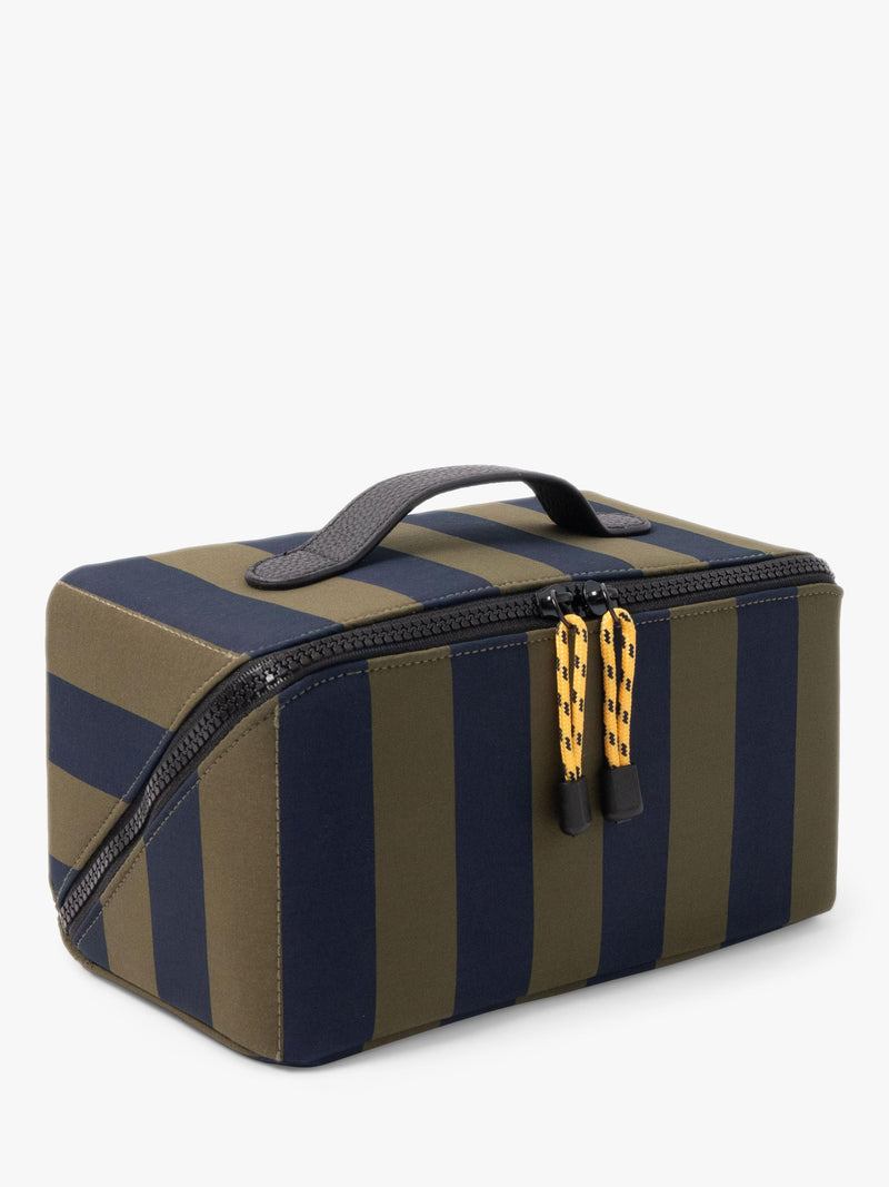 Caroline Gardner striped wash bag charcoal navy - British product