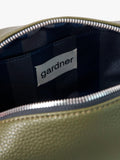 Caroline Gardner large slim wash bag in khaki (British brand)